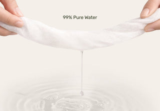 Wipe with water droplets and '99% Pure Water' text on a white background
